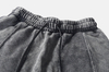 Drop Crotch Cotton Acid Wash Shorts For Men