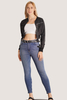 Custom Crop Top Black Jean Jacket For Women